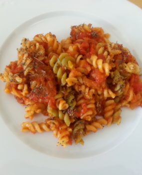 Espirales con pimientos rojos
